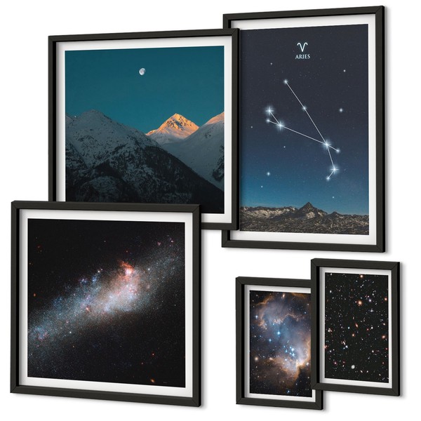 Fertiges Bilder Set Im Rahmen Kosmische Ansichten Von Galaxien Schwarz Rahmen-image