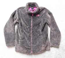 THE NORTH FACE Sherpa Fleece Full Zip Jacket Girls XL Soft Mock Neck Gray Pink