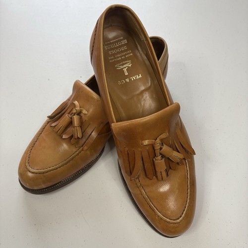Scarpe da uomo Peal & Co. Brooks Brothers 8 D Inghilterra mocassini nappa kiltie marrone