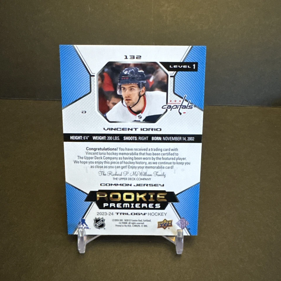 2023-24 Upper Deck TRILOGY ROOKIE PREMIERES #132 Vincent Iorio 252/499 EX - Image 2 of 2