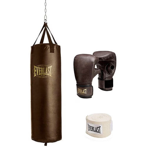 Boxing Everlast 100 Lb Vintage Heavy Duty Bag Kit MMA Training Equipment NEW - Picture 1 of 3