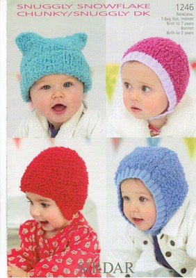 Sirdar Strickanleitung 1246 - Mützen für Baby zum Stricken in Snowflake Chunky & DK