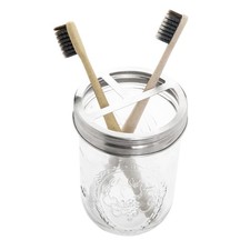 Toothbrush Holder for Bathrooms Mason Jar Toothbrush Holder 16oz Glass with R...