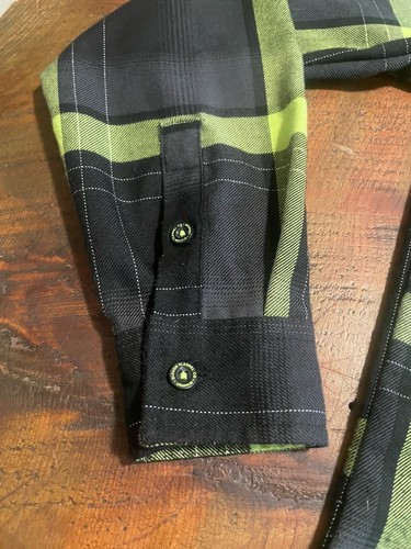 DIXXON DFC Youth Division Boy's Flannel Button-Up Size Large Green Black Plaid - Picture 6 of 11