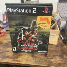 Ninja Assault (Sony PlayStation 2, 2002, Used) Big Box w/ Guncon Namco CIB RARE!