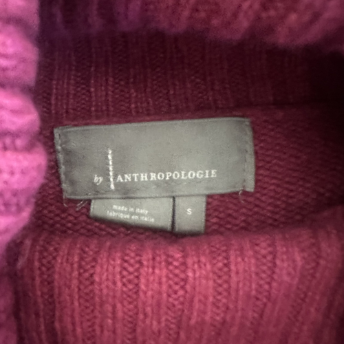 Suéter Anthropologie Mujer Pequeño Tejido Cuello Alto Pullover Lana Frambuesa - Imagen 3 de 7