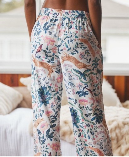 Pantaloni pigiama donna KELLY LOUISE JUDD Anthropologie taglia S favola foresta flanella - Foto 3 di 9