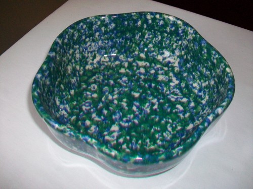 WORKSHOPS OF GERALD E. HENN POTTERY FIVE PETAL BOWL BLUE GREEN 6 1/2" - Imagen 3 de 8