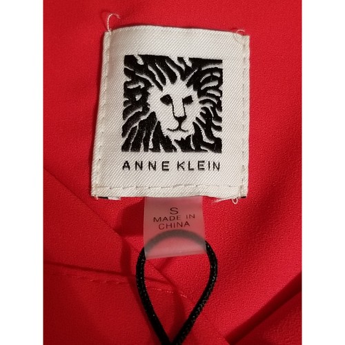 ANNE KLEIN Women's Tops Shirt Blouse Short Sleeve Button Up Size Small Red NWT - Picture 10 of 12