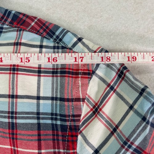 American Eagle Men's Flannel Shirt Large Red Plaid Slim Fit Grunge Casual - Picture 9 of 12