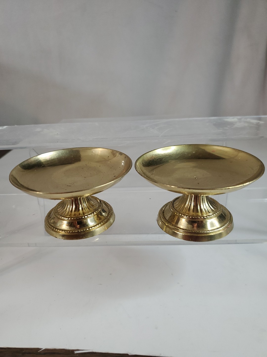 Vintage Soap Jewelry Candle Pedestal Dish Display Stand Gold Tone Metal Tray MCM