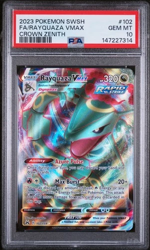 PSA 10 Rayquaza Vmax 102/159 Sword Shield Crown Zenith Pokemon 2023