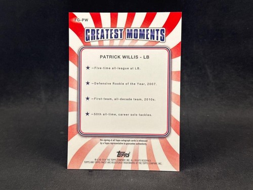 2024 TOPPS FINEST PATRICK WILLIS FG-PW GREATS GOLD GEOMETRIC REFRACTOR AUTO 6/50 - Picture 2 of 2