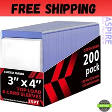 Trading Card Sleeves Hard Plastic Clear Case Holder 200 Baseball Cards Topload!!