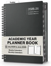 Dunwell Small Planner Book 2025-2026 Academic Year, 6x8.25", Charcoal Gray 
