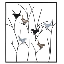Lechesis Metal Birds on Branches Wall Art Decor Sculptures - 25" x 29 1/2"
