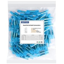 Heat Shrink Butt Connectors, 16-14 AWG 100Pcs Blue Waterproof Electrical Crimp W