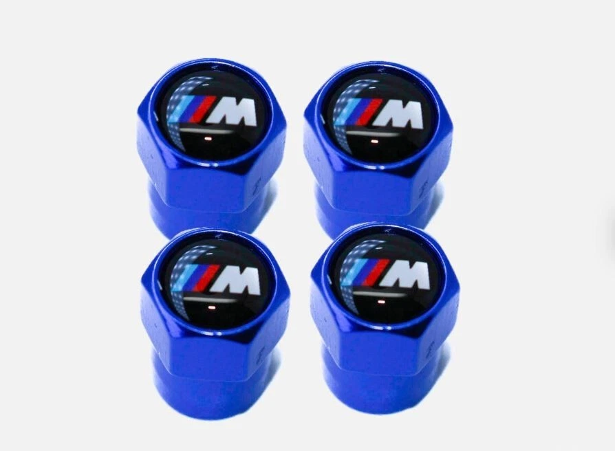 Compatible with BMW M 4Pcs Tire Valve Stem Caps Blue Anodized Aluminum Set - Image 3 of 4