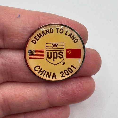 Vintage UPS Demand to Land – China 2001 Campaign Enamel Lapel Pin Cargo RARE