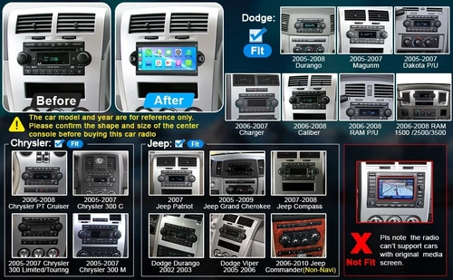 CarPlay For 2005 2006 2007 Dodge Dakota Wireless Android 13 Car Stereo Radio GPS - Picture 7 of 23