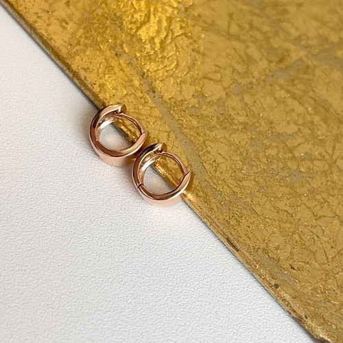 10KT Rose Gold Solid 6MM Tube Rounded Hinged Huggie Hoop Earrings 11MM MINI - Picture 7 of 12