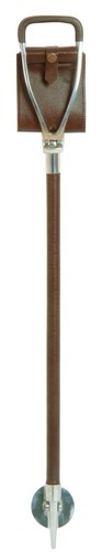 CHAIR SLING SEAT HANDLE FOLDING BROWN LEATHER METAL SPIKE SHOOTING STICK WALKING - Picture 3 of 3