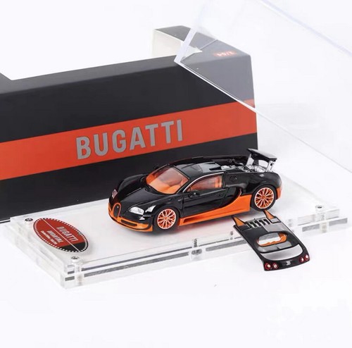 Mortal 1/64 Scale Bugatti Veyron Black/Orange Diecast Car Model Toy Gift - Picture 6 of 6