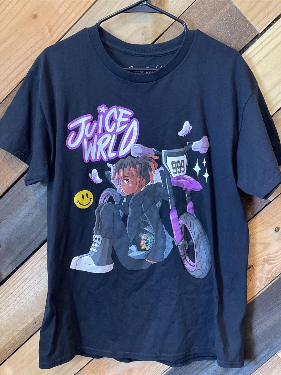 Juice Wrld x 999 Anime T Shirt HUGE Race Moto Rap Hip Hop Black Adult Sz Large
