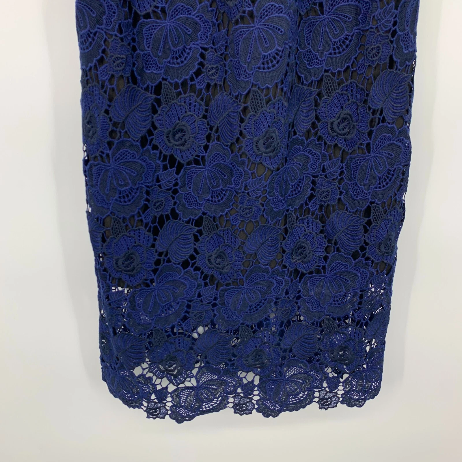 Abito donna Kate Spade NY taglia 0 bi colore blu pizzo floreale senza maniche midi nuovo con etichette