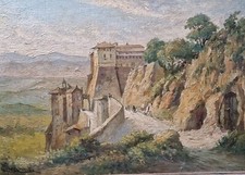 Dipinto Olio Su Tela. Castello Colonna A Genazzano. Carlo Ferranti (1840-1908)