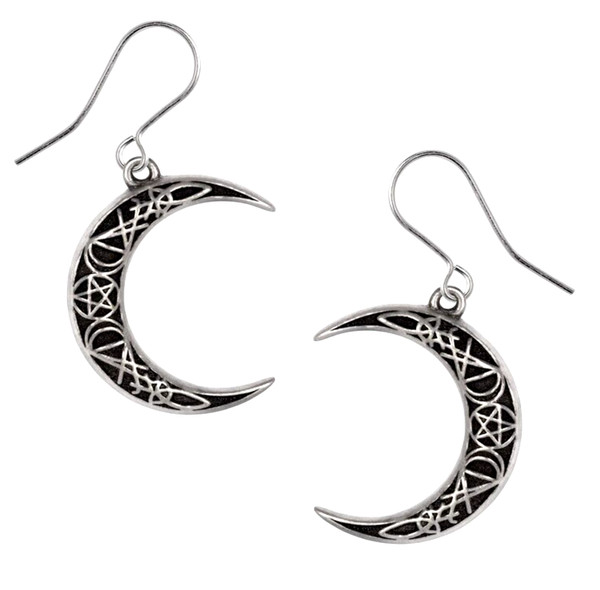 Alchemy Gothic Ohrringe E458 Prinz Halbmond Pentagramm Wicca-image