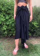 Sarong Solid Black Hawaii Luau Cruise Wrap Beach Pareo Wear Sexy Dress NO FRINGE