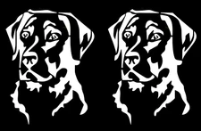 Labrador head Dog TWO White Vinyl Decals Car truck Window Laptop Notebook