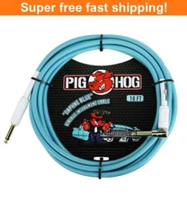 PIG HOG PCH10DBR "DAPHNE BLUE" INSTRUMENT CABLE, 10FT RIGHT ANGLE - New
