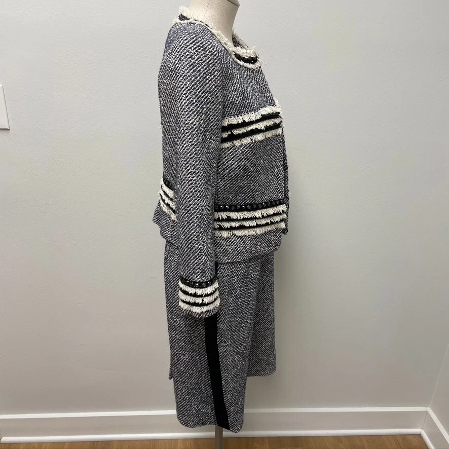 Abito tubino Tory Burch donna 4 blu tweed giacca business ufficio carriera