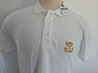 MOSCHINO Made In Portugal MEN'S NEW WHITE POLO SHIRT