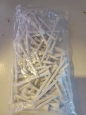 White Wooden Golf Tees - 2.75" - Hardwood tees (Lot Of 80) NEW