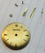 BULOVA  ACCUTRON 214 Mens Gold Tone WATCH DIAL hands & dial nuts 1960s