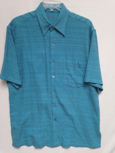 Men's Tori Richard Hawaiian Aloha Camp Cigar Blue SS Shirt Size S - Picture 2 of 4