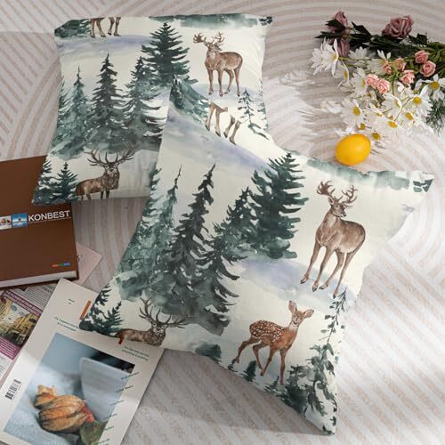 Juego de 2 Fundas de Almohada Navidad 18x18 Rústicas 18" x 18" (Pack de 2) Verde - Imagen 7 de 7