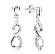 .925 Sterling Silver Infinity Love Cz Dangle Chandelier Earrings Studs SEM02680