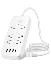 Wall Mountable USB Surge Protector Power Strip with USB Ports 4 Outlet Plugs