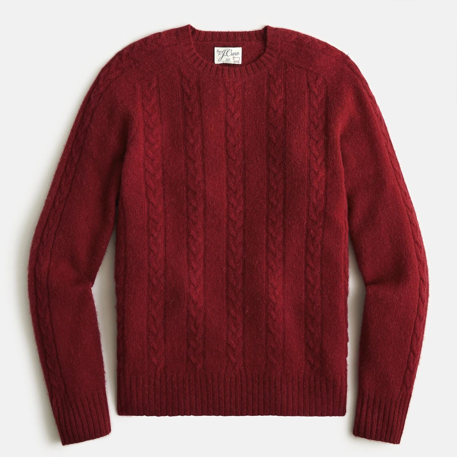 NWT J Crew 100% Wool Brushed Cable Knit Crewneck Sweater in Burgundy Red
Opens in a new window or ta