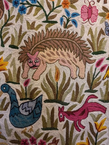 Handmade Wool Wall Hanging Tapestry | Animal & Bird Jungle Rug | Wall Decor - Picture 4 of 8