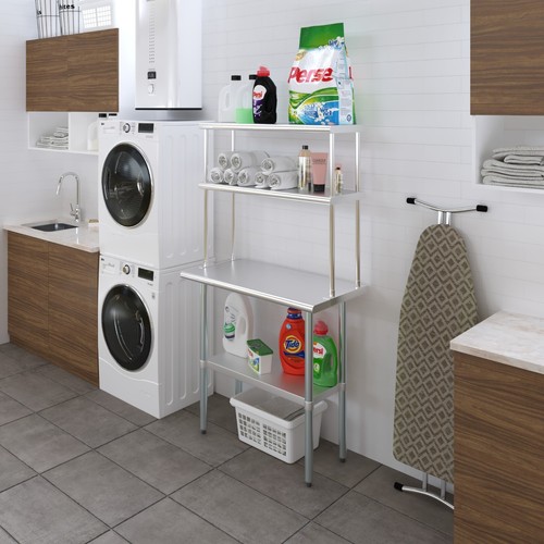 18 in. x 36 in. Mesa de trabajo de acero inoxidable y 12 pulgadas Sobreestante ancho de doble nivel - Imagen 4 de 8