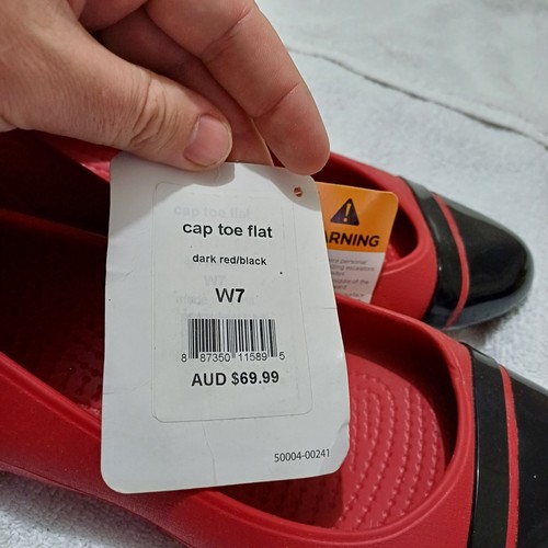 Crocs Women’s Red Black Cap Toe Ballet Flat Slip On Shoe Size 7 RRP $69.99 - Picture 6 of 7