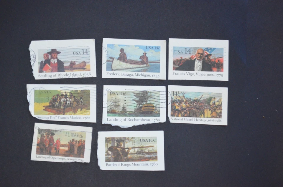 US Cut Square Stamps Lot of 8 Historical Pictures - Image 3 of 4