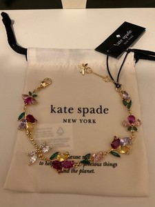 Authentic NWT Kate Spade Greenhouse Floral 12k Gold Plated CZ Crystals Bracelet