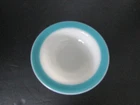 VTG Pyrex Milk Glass Turquoise Band 9" VEGETABLE SERVING BOWL
