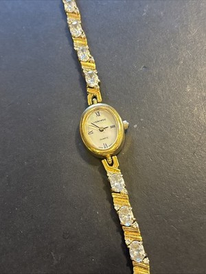 W13 VTG Genuine Lindenwold Ladies Oval Rhinestone Watch Untested As Is Condition
